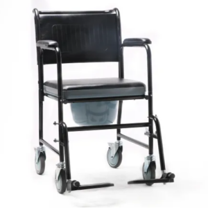 PADDED SEAT COMMODE CHAIR WITH WHEELS