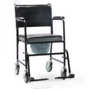 PADDED SEAT COMMODE CHAIR WITH WHEELS