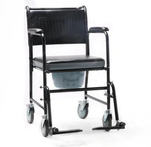 PADDED SEAT COMMODE CHAIR WITH WHEELS